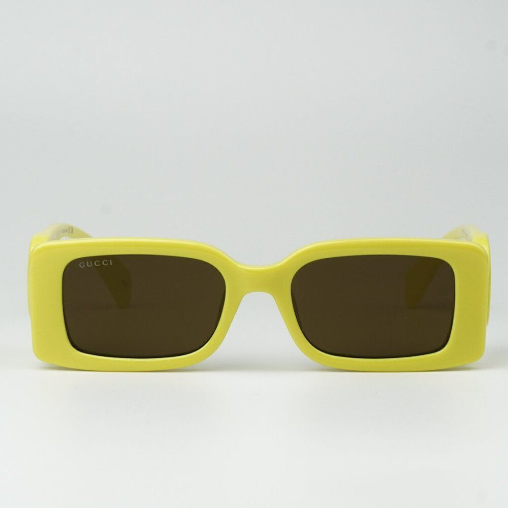 NEW Gucci GG1325S 007 Acid Yellow Brown Rectangle Unisex Sunglasses GG 1325S